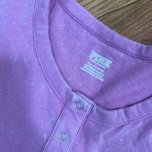 Pre-loved💖 Victoria Secret PINK Women's Henley Shirt Long Sleeve Cotton